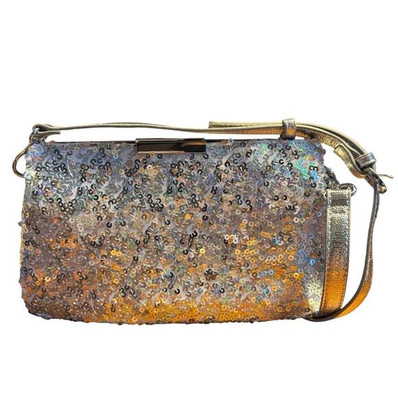 NWOT On 34th Silver Sequin Crossbody Bag - Picture 1 of 6